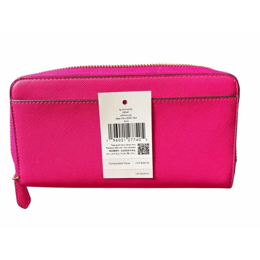 NWT Kate Spade Staci Large Continental Wallet - Deep Hibiscus - Hot Pink